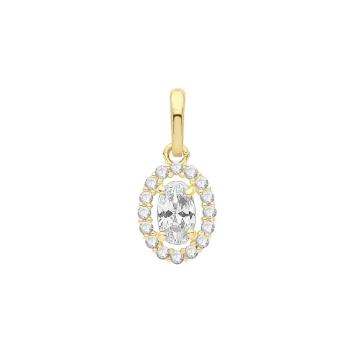 9ct Yellow Gold Ladies' Cz Pendant 8 X 6.2mm Oval